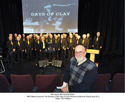 The Imerys Mid-Cornwall Male Choir with BBC Radio Cornwall's Ted Gundy at The Days of Clay Premiere at Brannel School